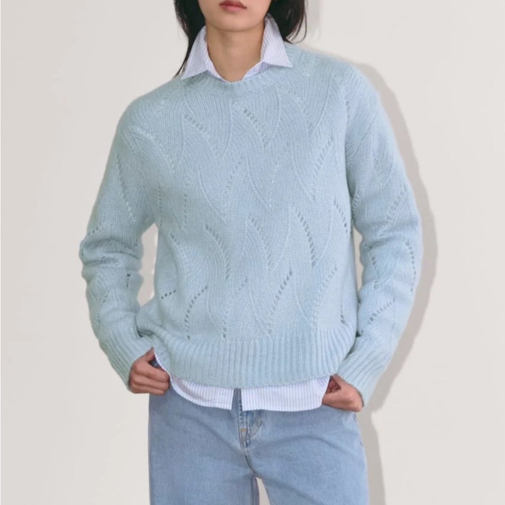 NWT Everlane Soft Blue Pointelle Sweater in Cloud